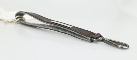 Brown Leather Cashmere Lined Wristlet Key Ring