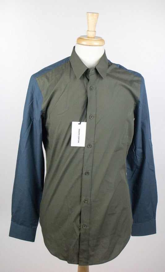 Green Blue Two-Tone 100% Cotton Dress Shirt
