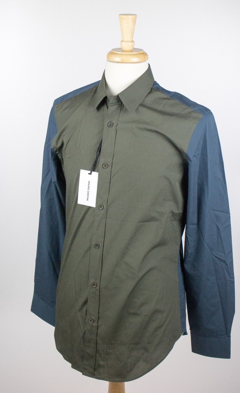 Green Blue Two-Tone 100% Cotton Dress Shirt