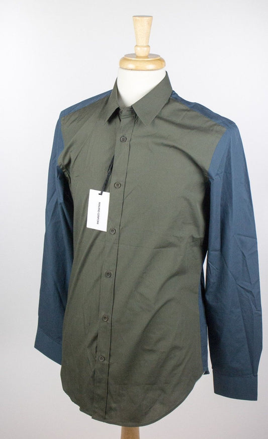 Green Blue Two-Tone 100% Cotton Dress Shirt