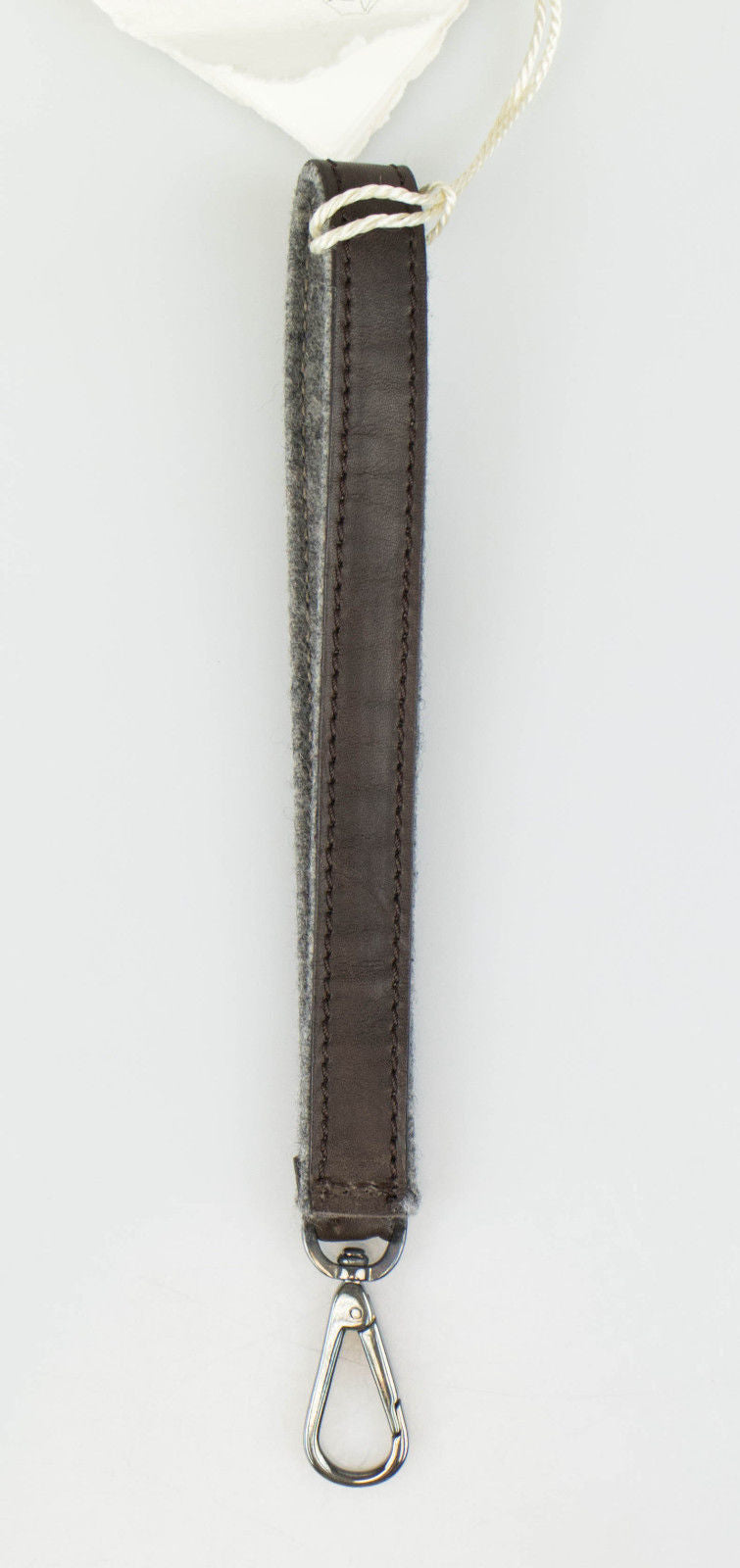 Brown Leather Cashmere Lined Wristlet Key Ring