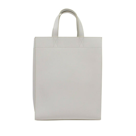 Optic White Leather Tote Bag