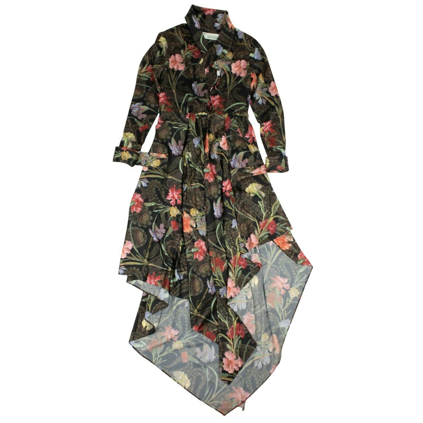Black Floral Long Draped Dress