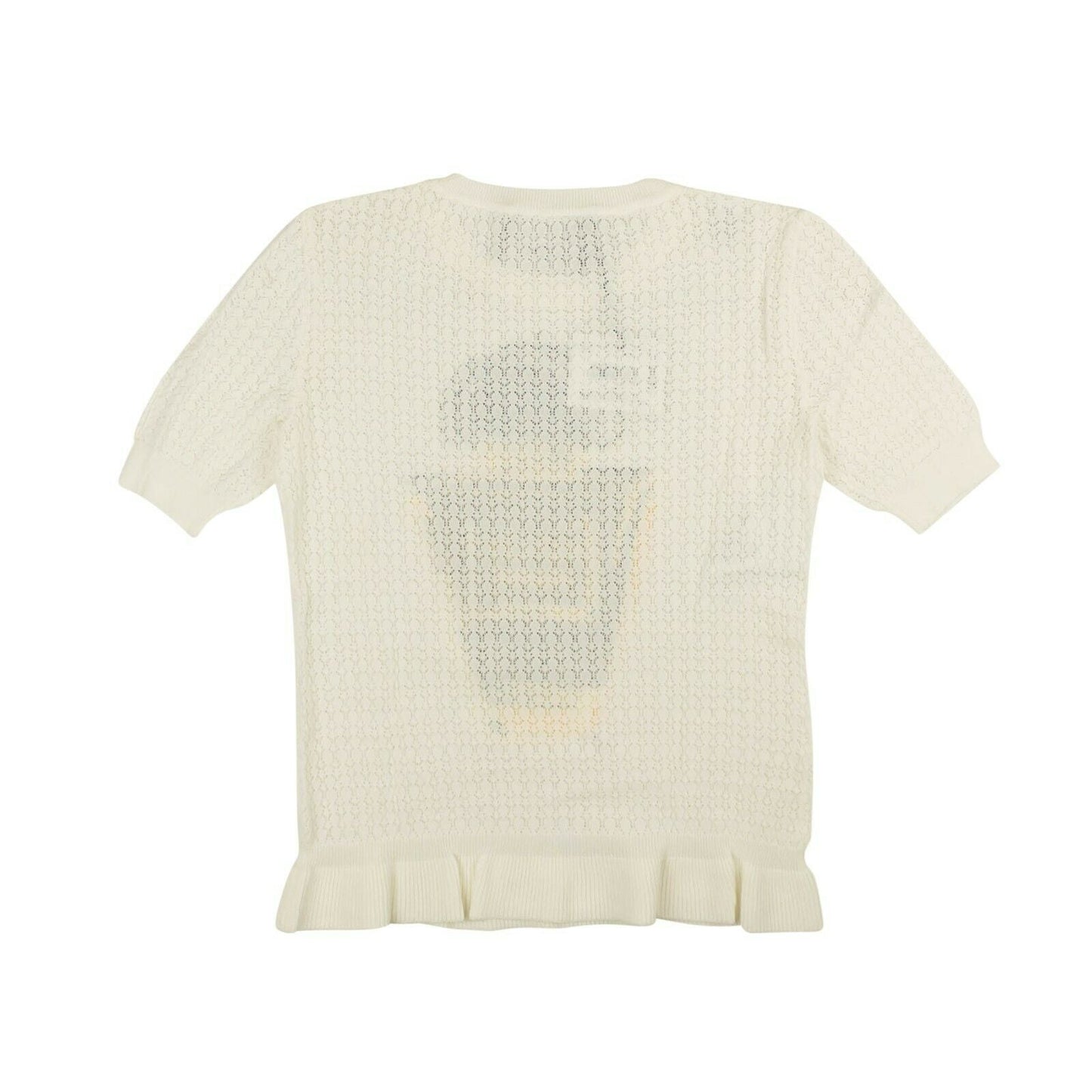 White Short Sleeve Pointelle Perfume Shirt