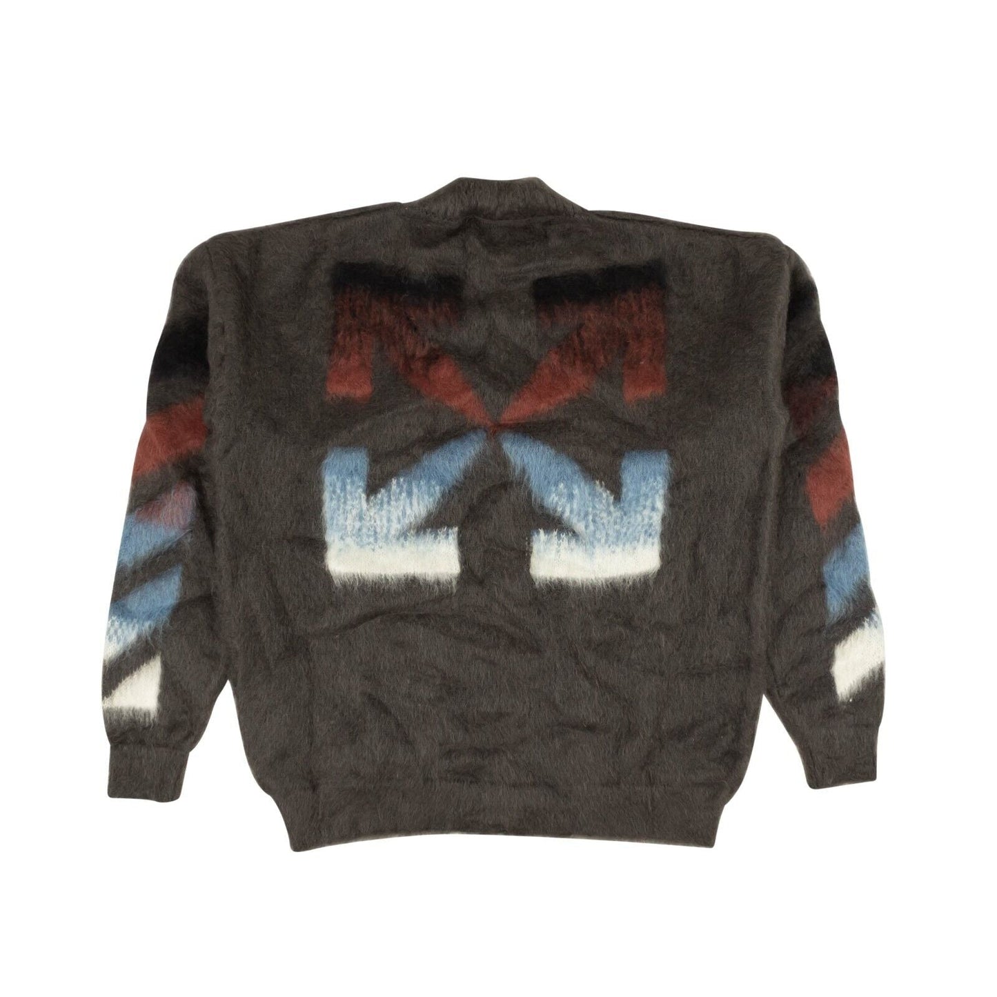 Off-White C/O Virgil Abloh Diag Brushed Mohair Crewneck - Gray
