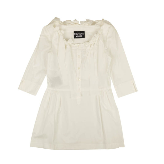 BOUTIQUE MOSCHINO White Bow Accented Fit & Flare Mini Dress