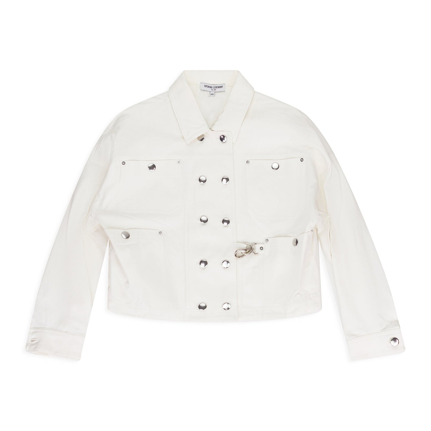 White Snap Boxy Jacket