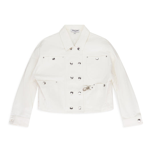 White Snap Boxy Jacket