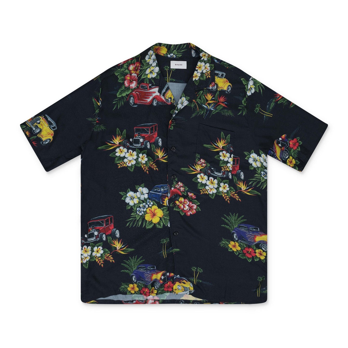 Multicolor Hot Rod Hawaiian Girl Button-Up