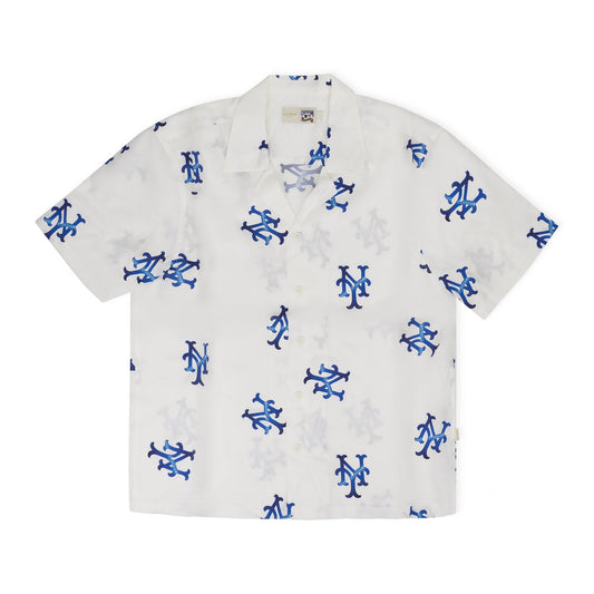 White Mets Collar Shirt