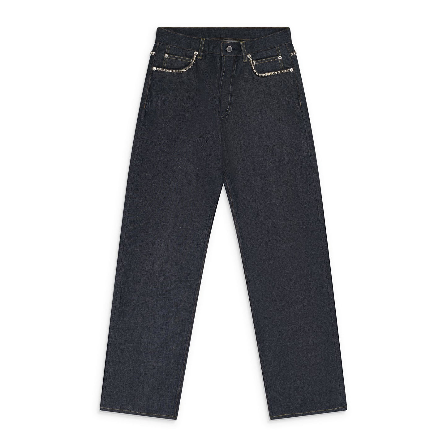 Blue Selvedge Baggy Jean.(Studs) Blue