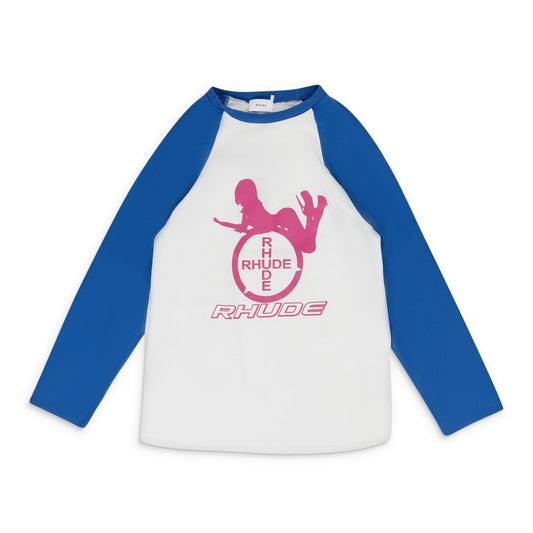 Blue Women Graphic L/S T-Shirt