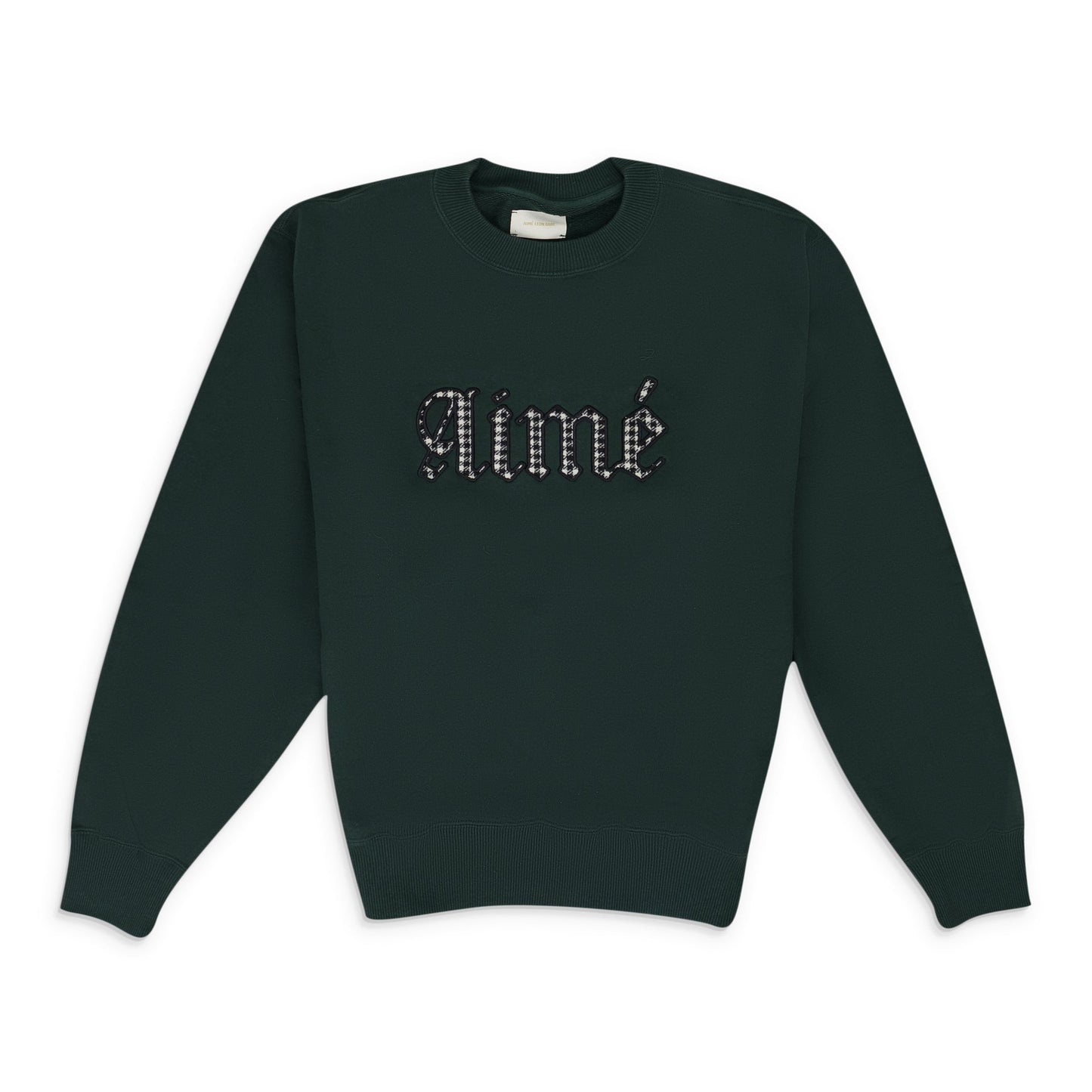 Green Houndstooth Applique Crewneck Sweatshirt