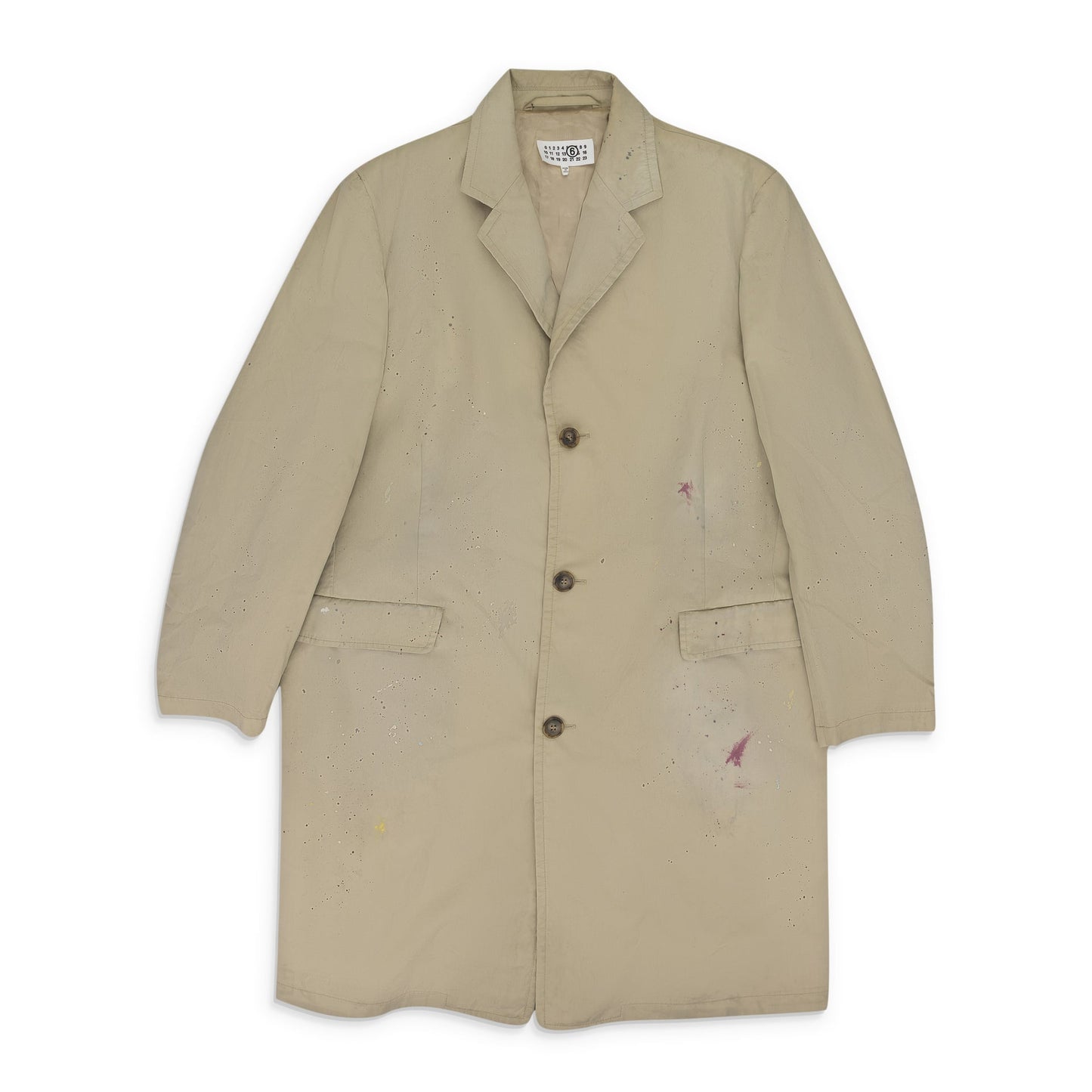 Beige Paint Splatter Trench Coat Beige