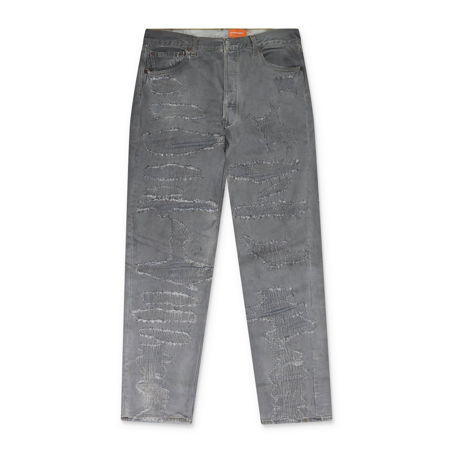 Gray Destroyed Denim Jeans Dark Gull