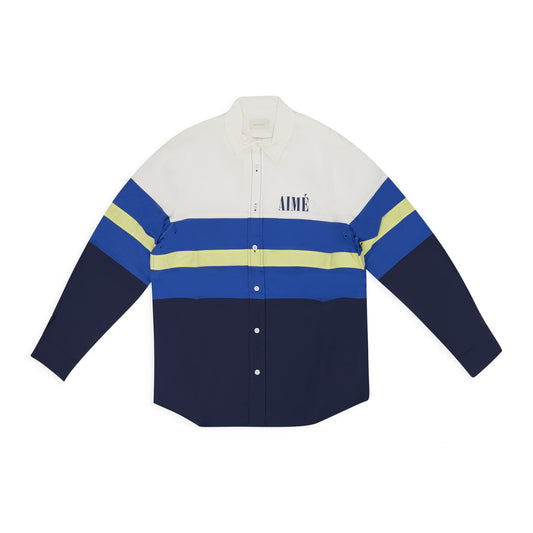 Blue Colorblock Logo Shirt