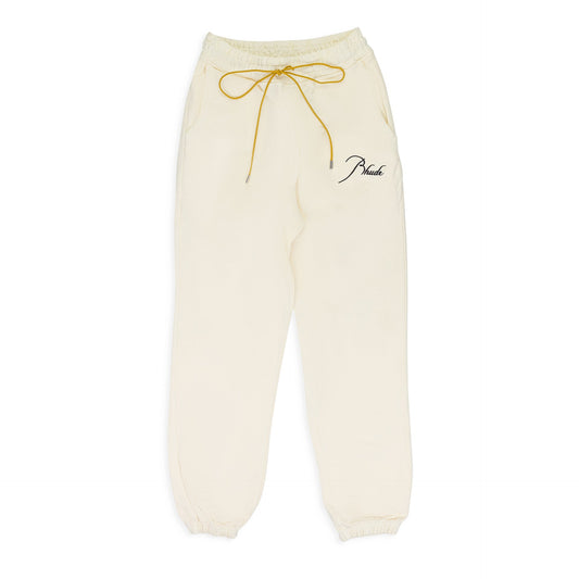 White Script Logo Terry Sweatpants