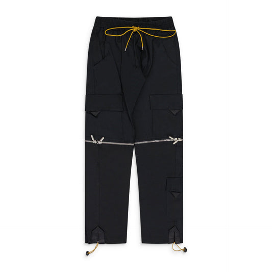 Black Half Zip Cargo Pants