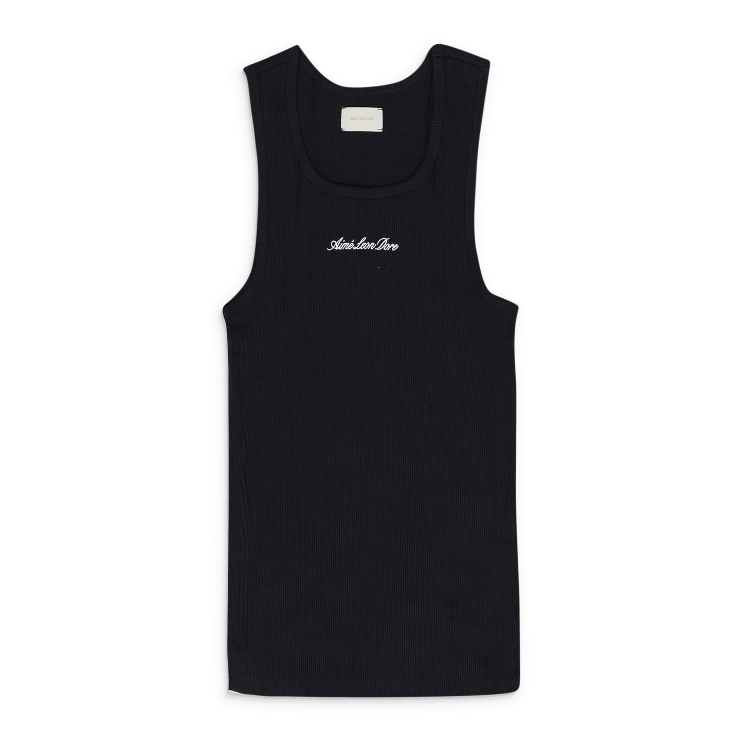 Black Embroidered Logo Tank Top