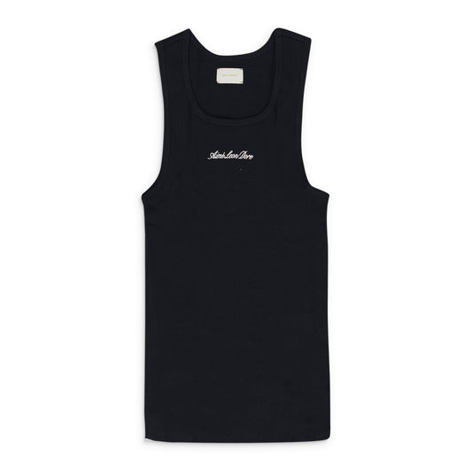 Black Embroidered Logo Tank Top