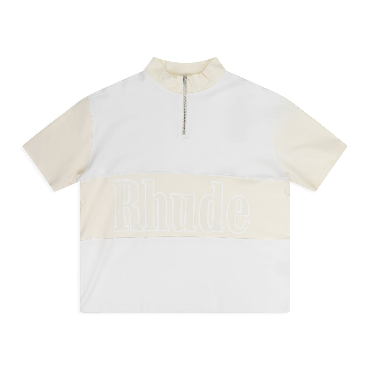 White Panelled Henley T-shirt