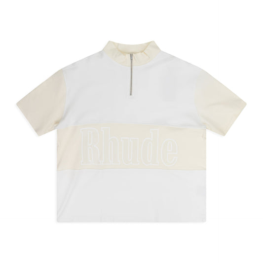 White Panelled Henley T-shirt