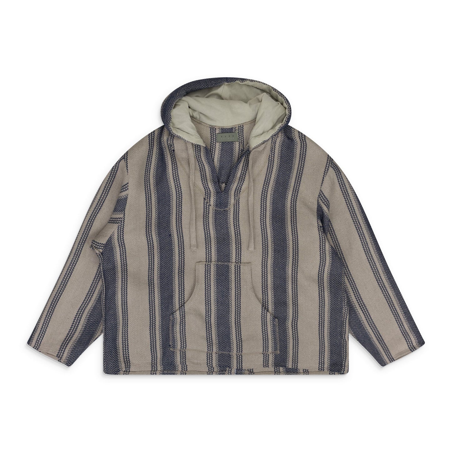 Beige Stripe Linen Mexican Parka