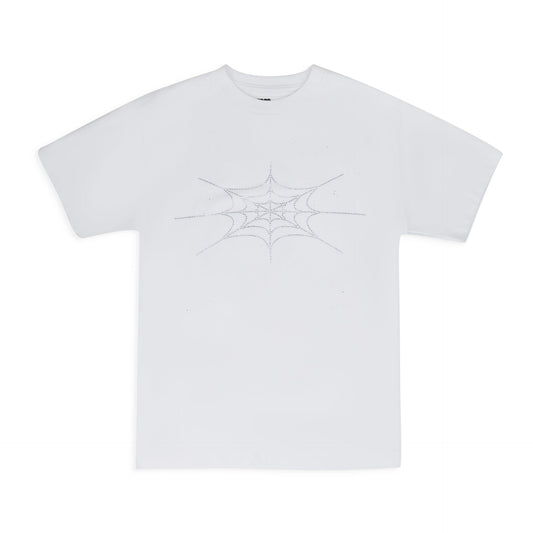White Rhinestone Silk T-Shirt