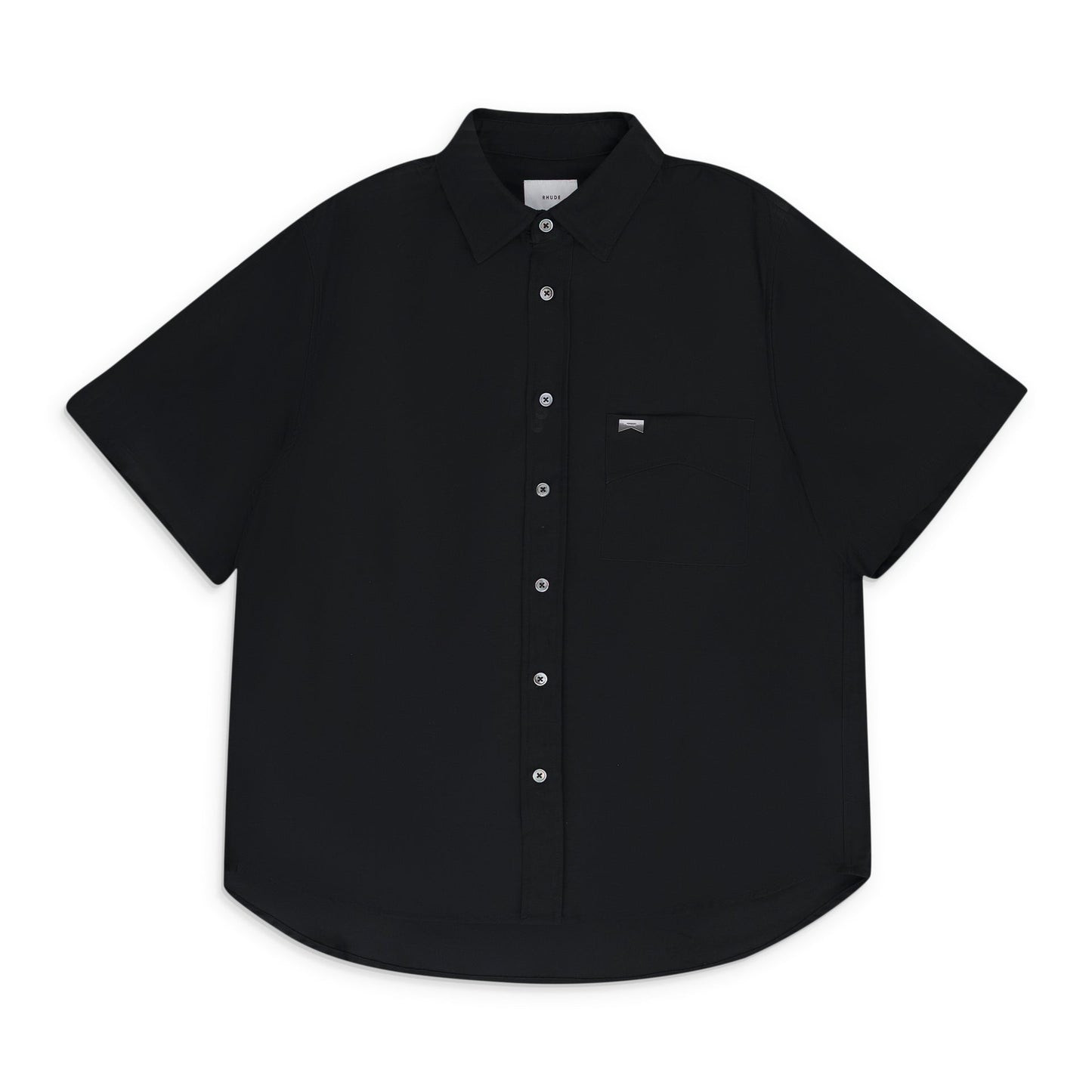 Black Linen Button-Up Shirt