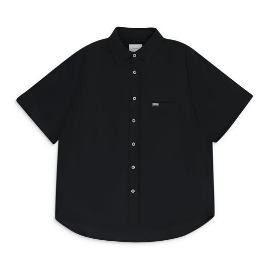 Black Linen Button-Up Shirt