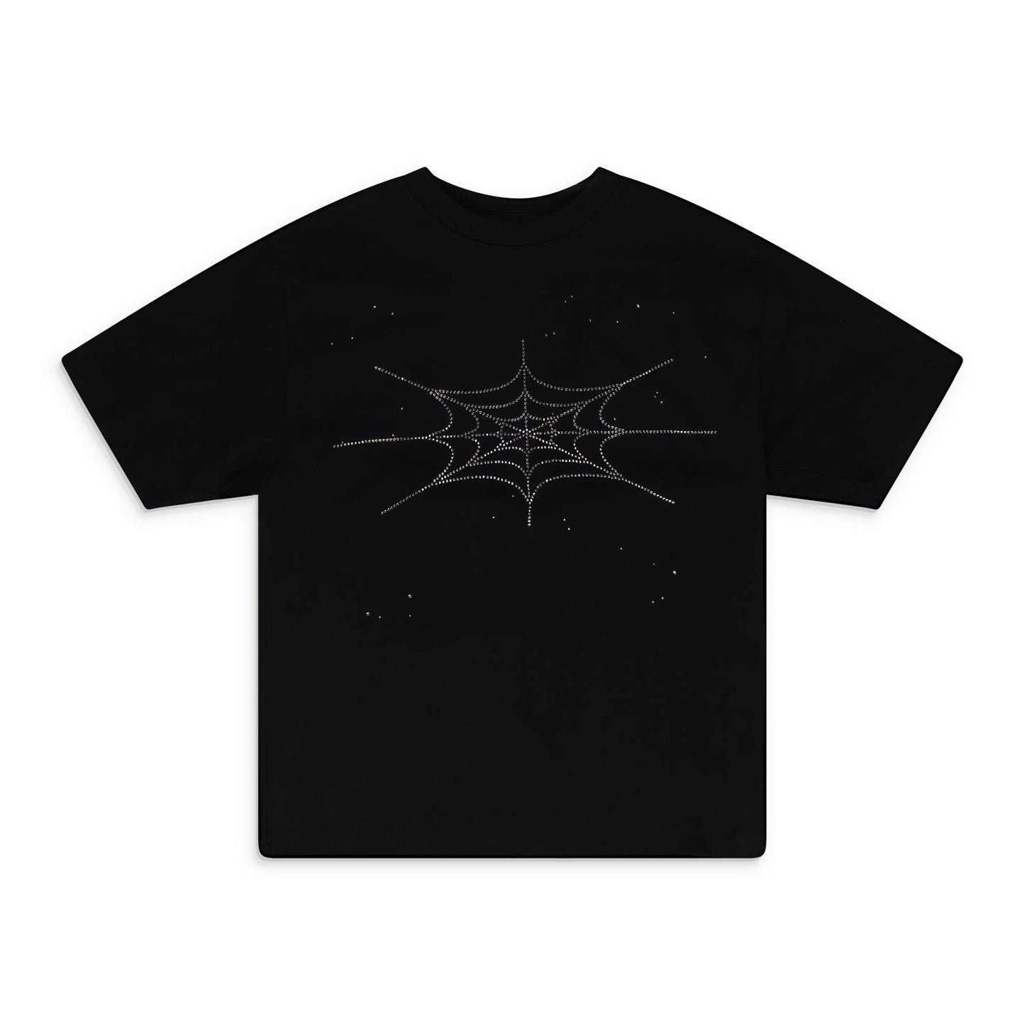 Black Rhinestone Silk T-Shirt