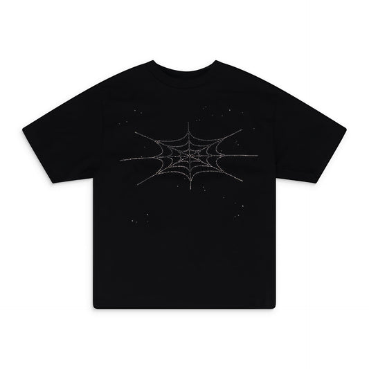 Black Rhinestone Silk T-Shirt