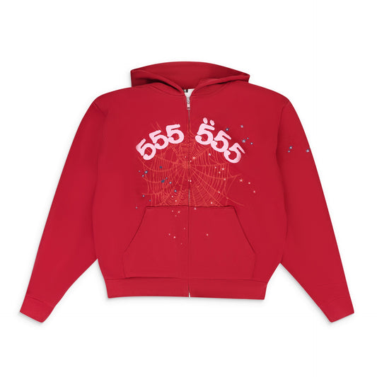 Red Angel Number Zip Hoodie