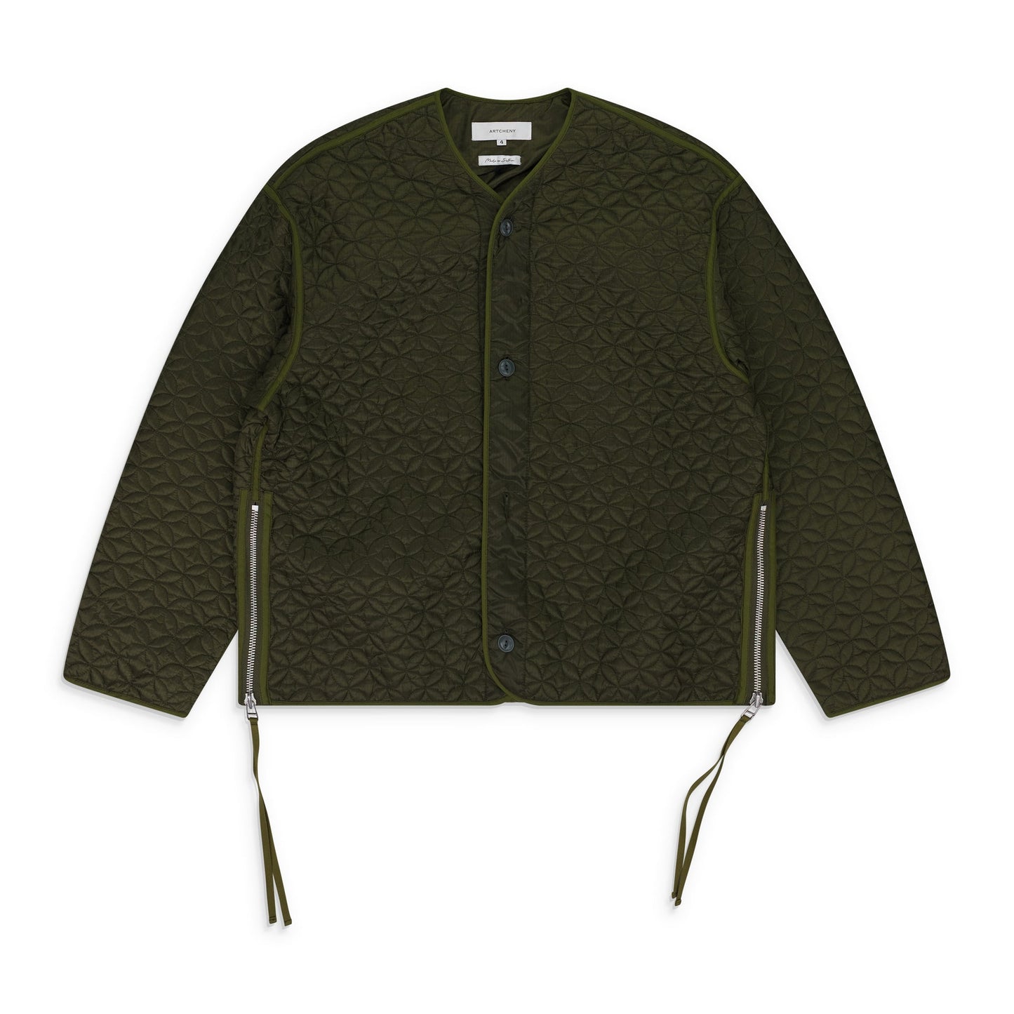 Green Shippo Quilted Lining Jacket Olive