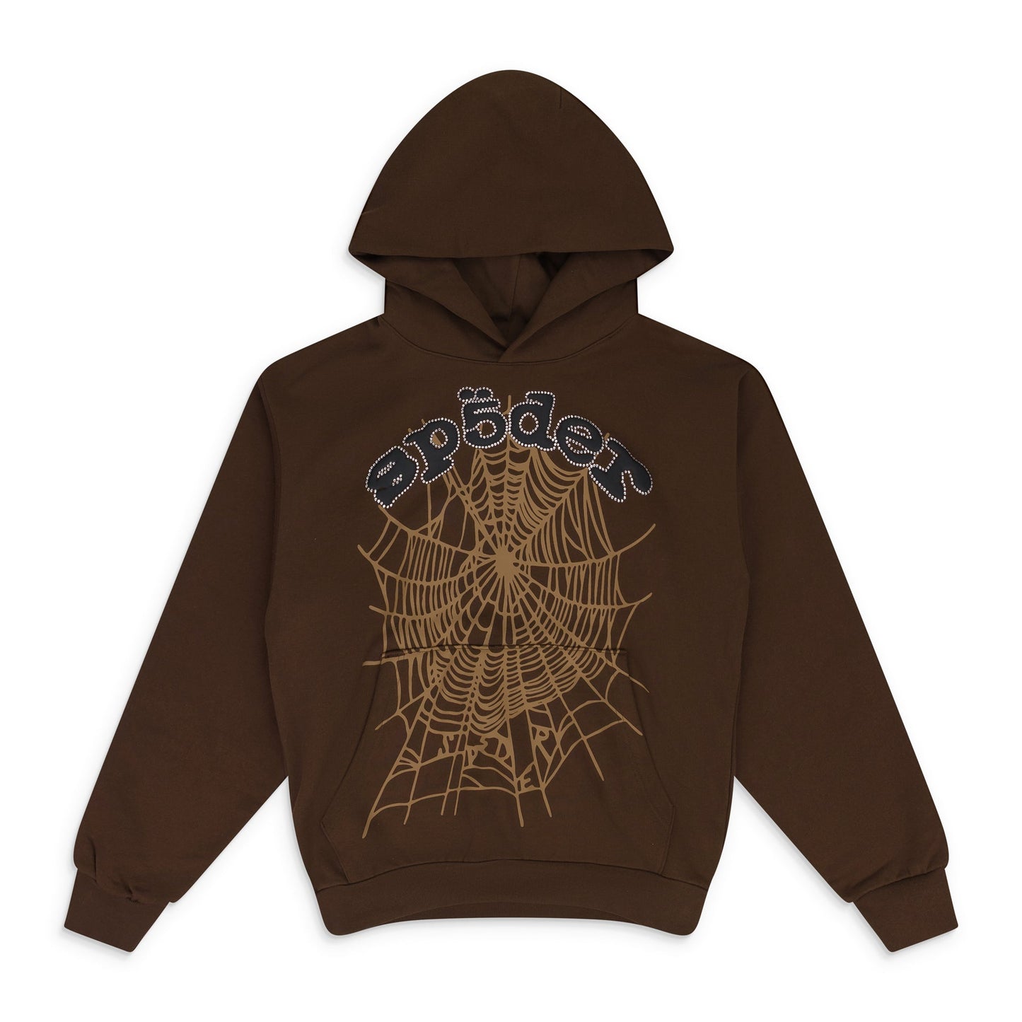 Brown Rhinestone Og Web Hoodie