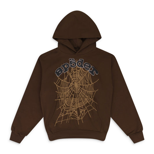 Brown Rhinestone Og Web Hoodie