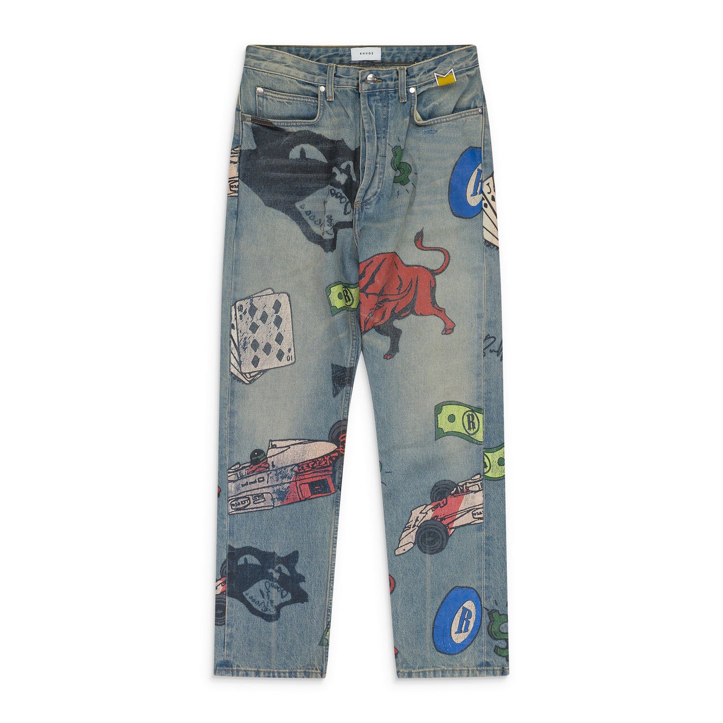Indigo Painted Denim Pants