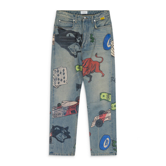 Indigo Painted Denim Pants
