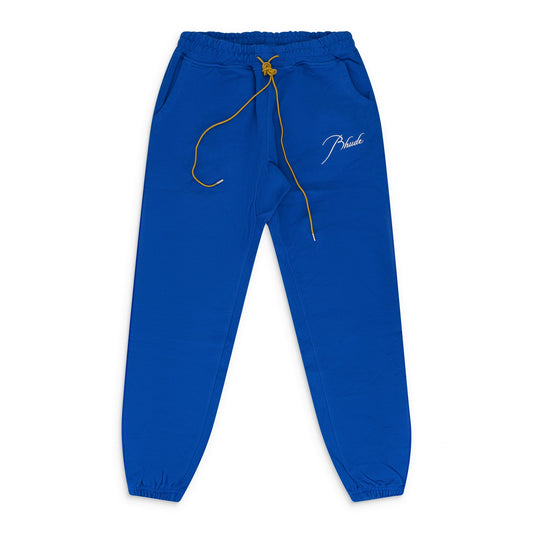 Blue Script Logo Terry Sweatpants