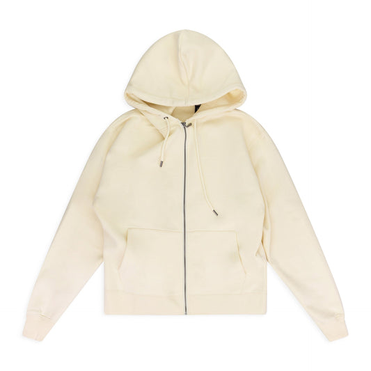 Cream Basic Zip Hoodie