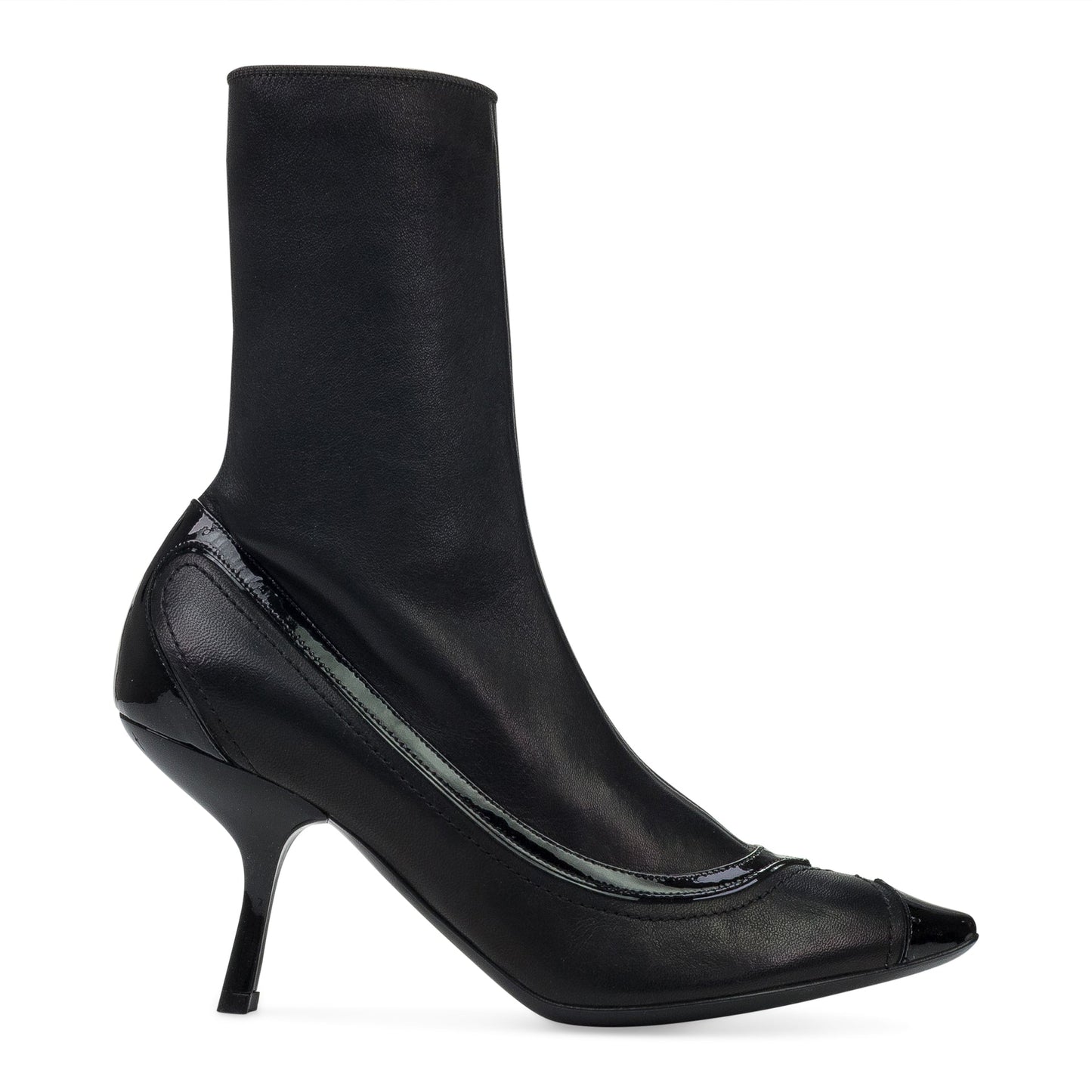 BLACK NAPPA STRETCH POINTED TOE PUMPS