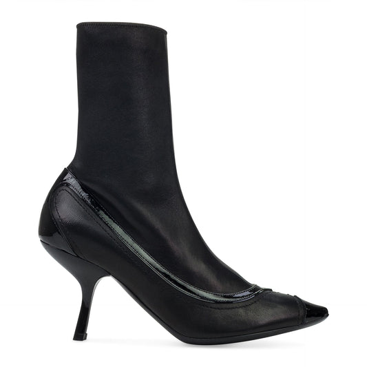 BLACK NAPPA STRETCH POINTED TOE PUMPS