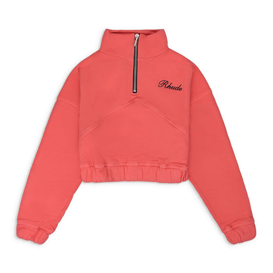 Pink Logo Cropped Quarter Zip Sweater