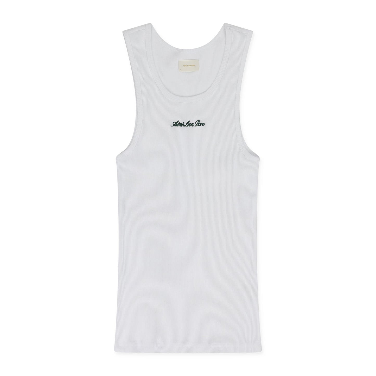 White Embroidered Logo Tank Top