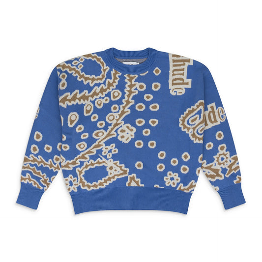Blue Bandana Knit Sweater