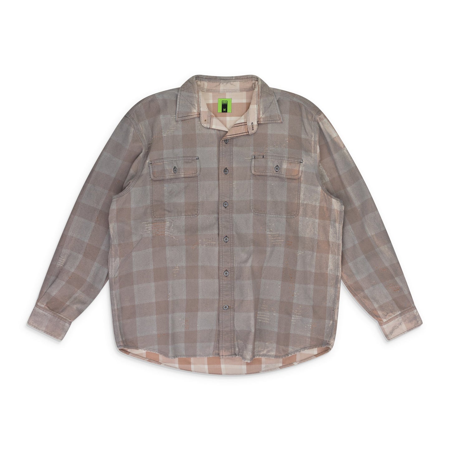 Grey Destroyed Flannel Shirt Flint