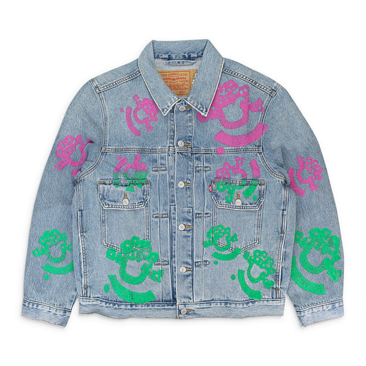 Light Wash Pink/Green Bstroy Tears Type-2 Denim Jacket