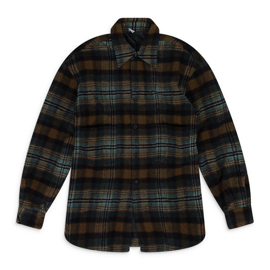 Brown Plaid Check Felted Shirt