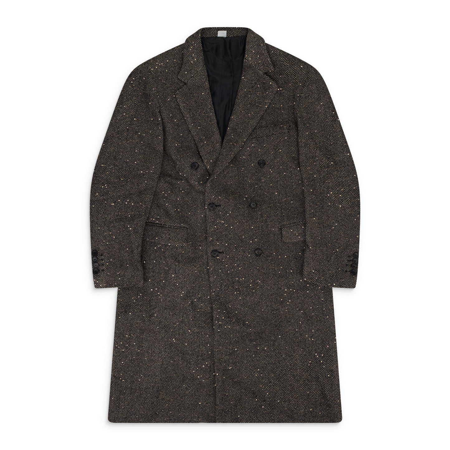 Black Sand Herringbone Sequin Long Coat