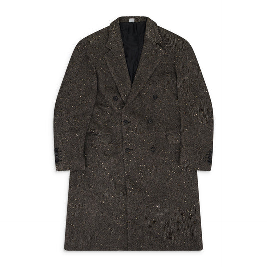 Black Sand Herringbone Sequin Long Coat